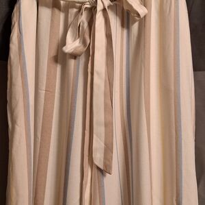 Forwver 21 Ivory Striped Tie-Waist Cream and Beige Plus Size PANTS 1X NWT